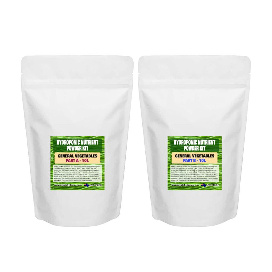 Parts A and B Hydroponic Nutrient Powder Kit for General Vegetables by Origin Hydro